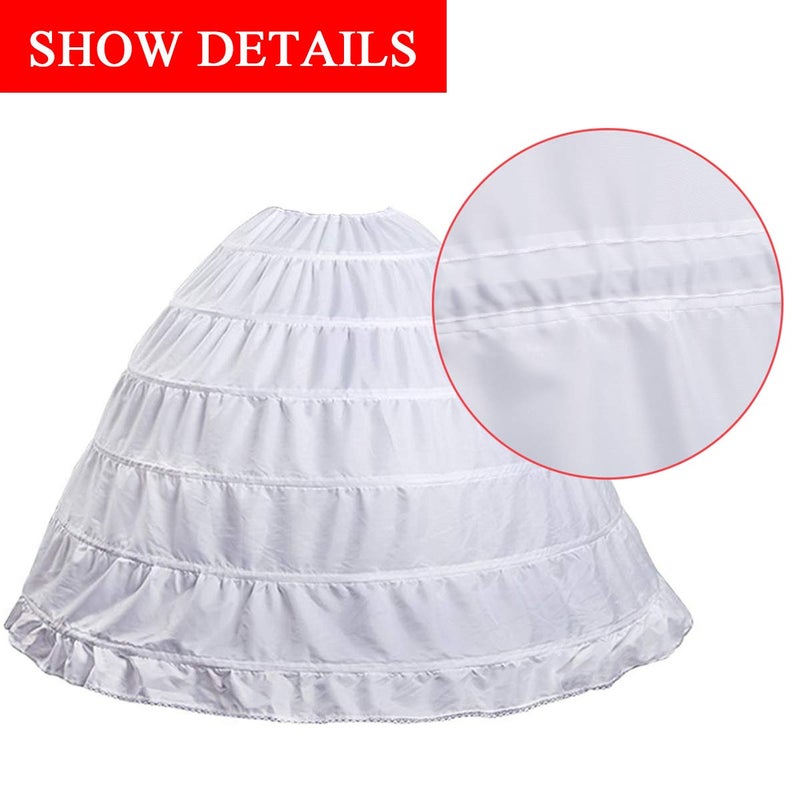 aingycy 6-Hoops Hoop Skirt Full A-line Bridal Dress Gown Slip Petticoat for Wedding Dress Crinoline Underskirt Ball Gown - Image 2